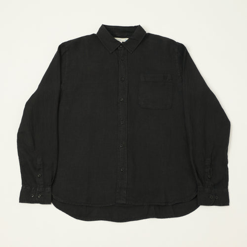 Merz b. Schwanen Relaxed Fit Linen Shirt - Deep Black