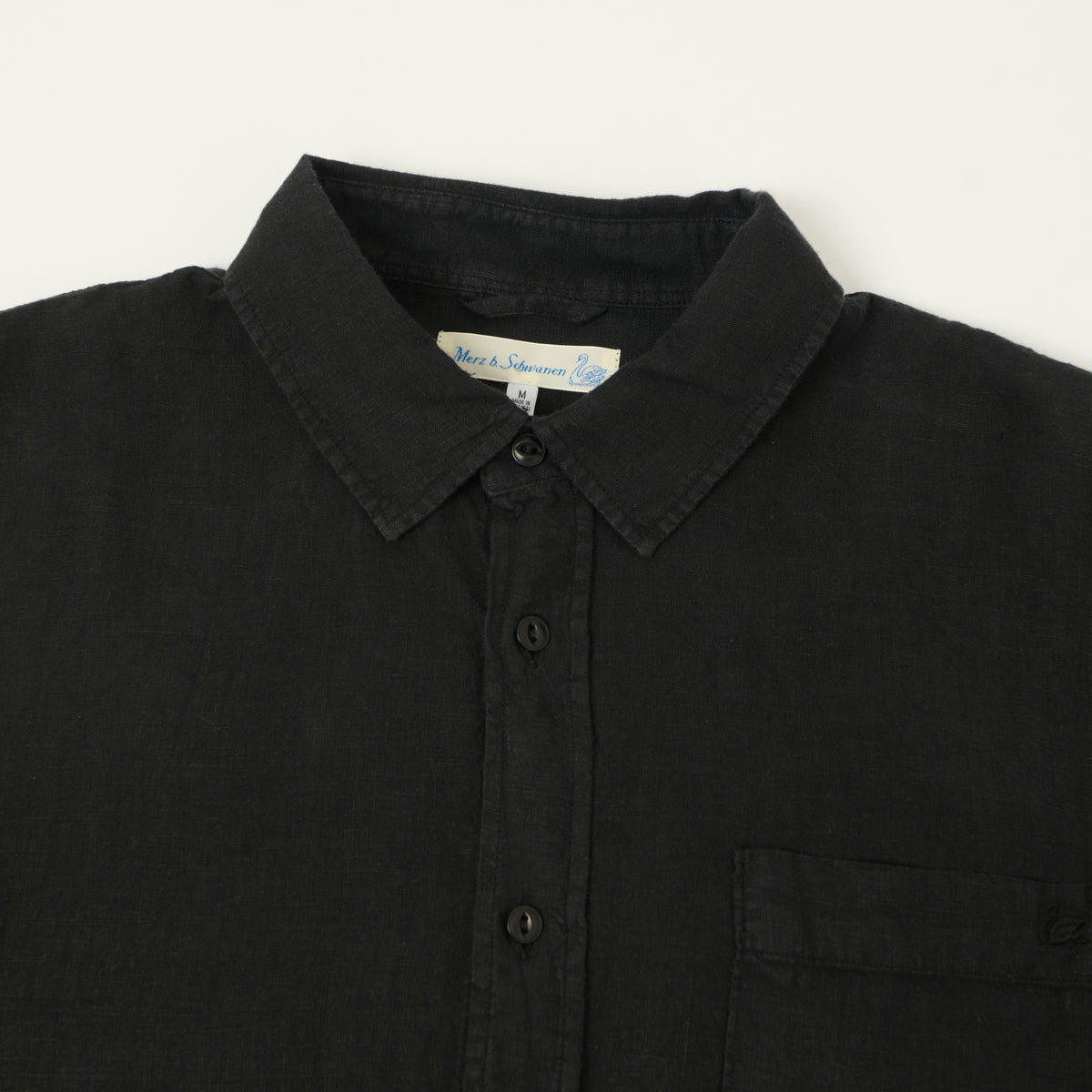 Merz b. Schwanen Relaxed Fit Linen Shirt - Deep Black