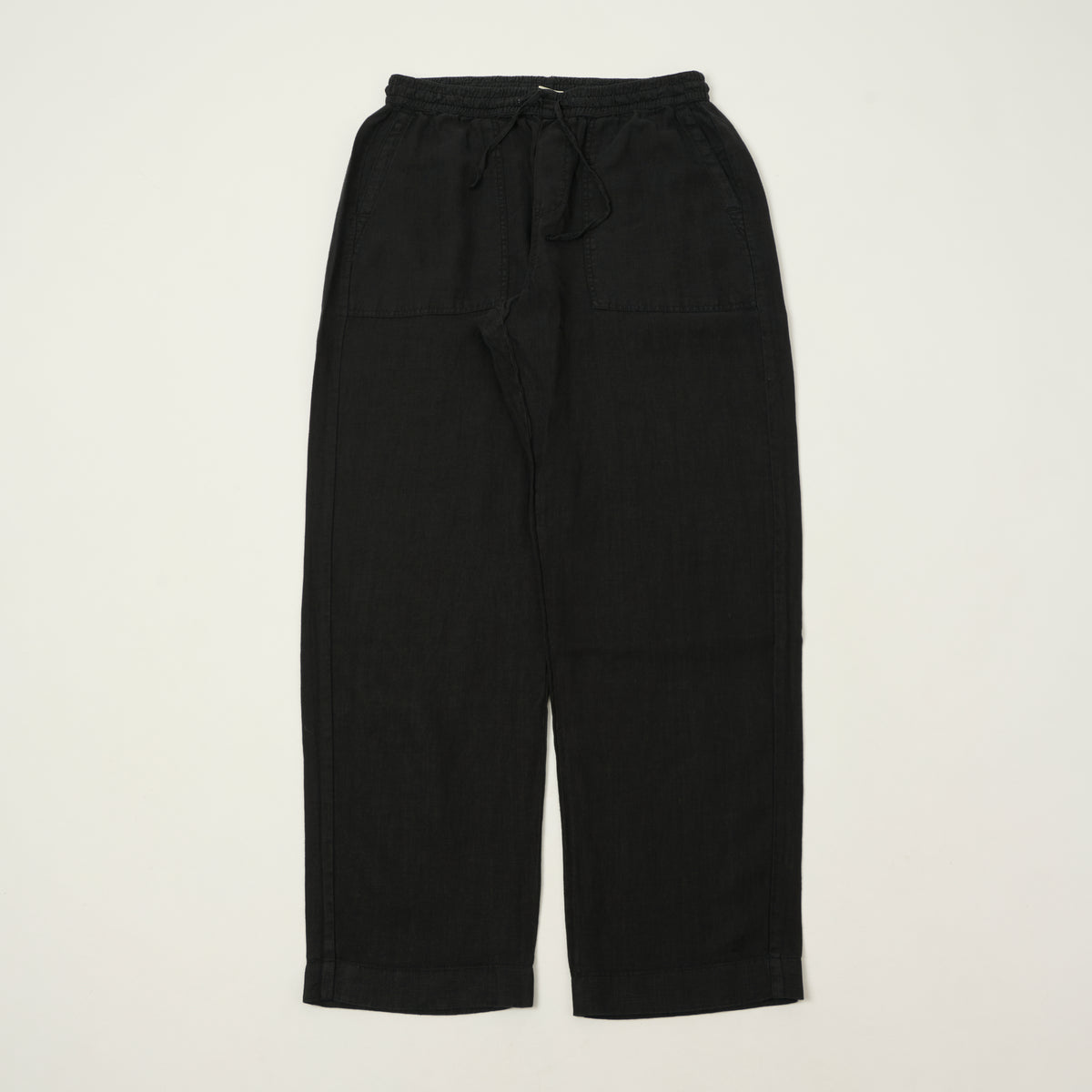 Merz b. Schwanen Workers Linen Drawstring Trousers - Deep Black