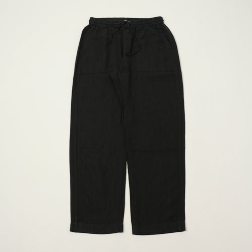 Merz b. Schwanen Workers Linen Drawstring Trousers - Deep Black