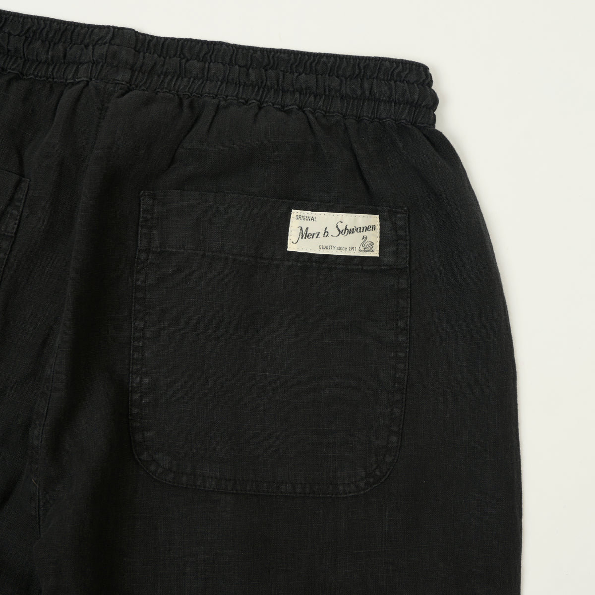 Merz b. Schwanen Workers Linen Drawstring Trousers - Deep Black