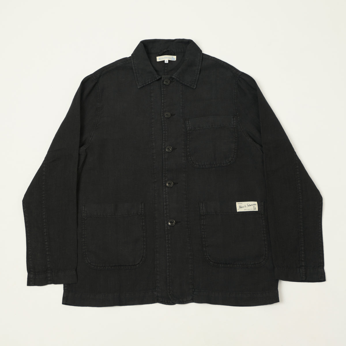 Merz b. Schwanen Workers Linen Jacket - Deep Black