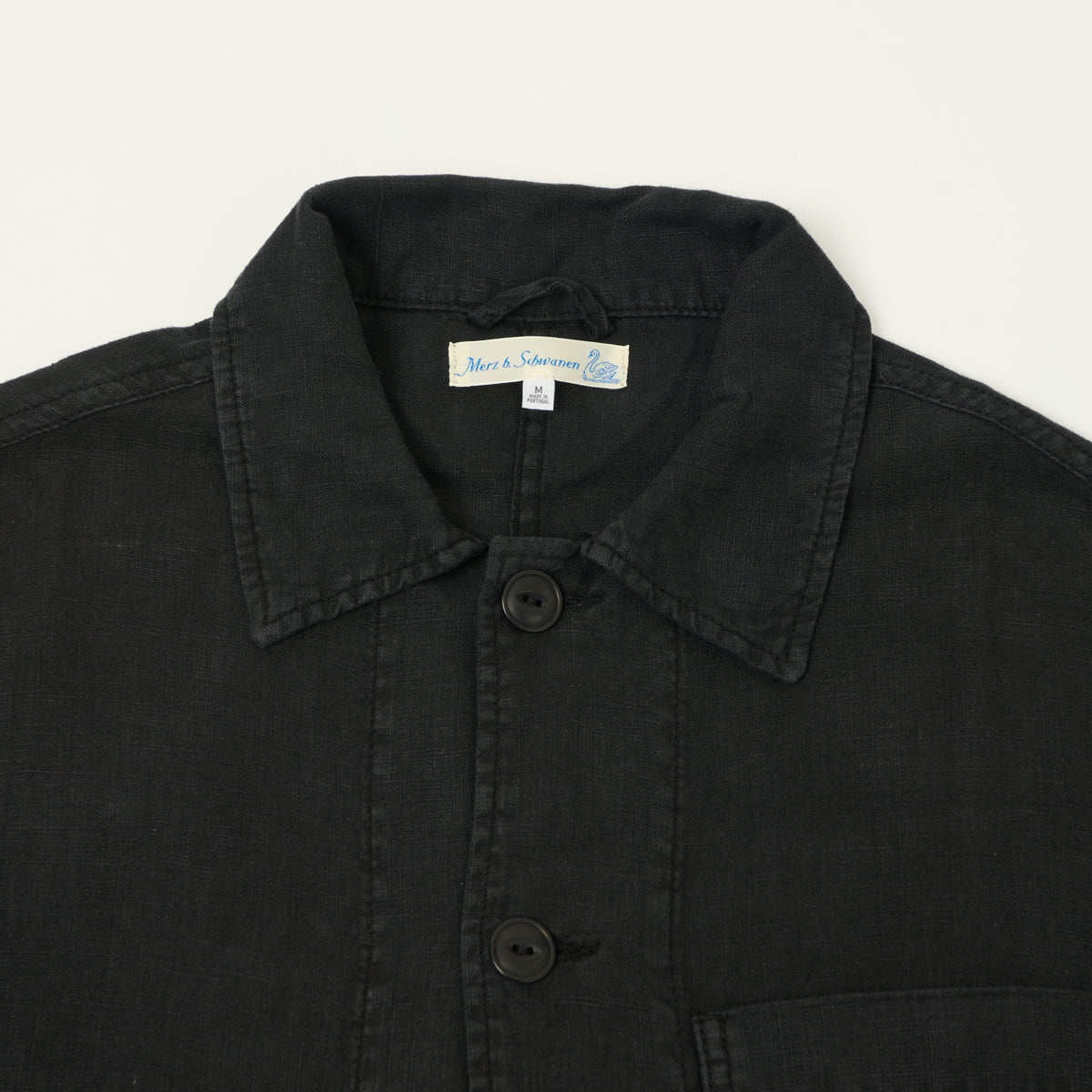 Merz b. Schwanen Workers Linen Jacket - Deep Black