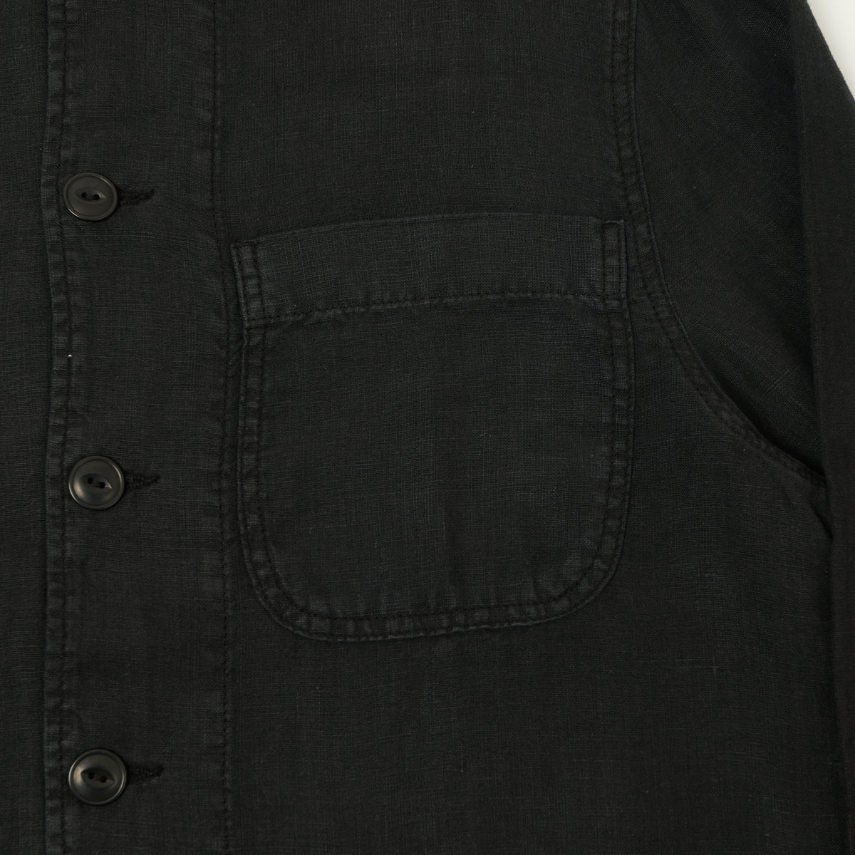 Merz b. Schwanen Workers Linen Jacket - Deep Black