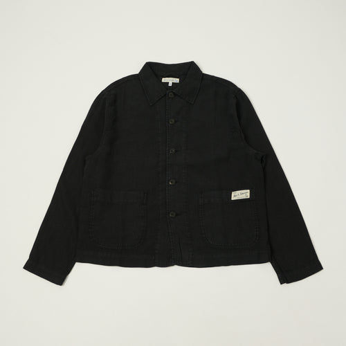 Merz b. Schwanen Cropped Workers Linen Jacket - Deep Black