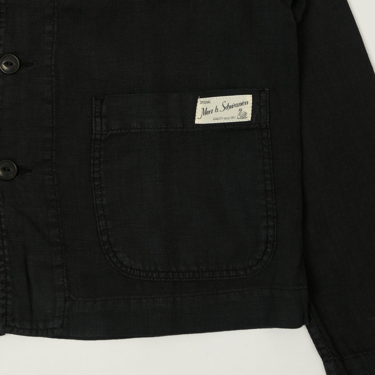 Merz b. Schwanen Cropped Workers Linen Jacket - Deep Black