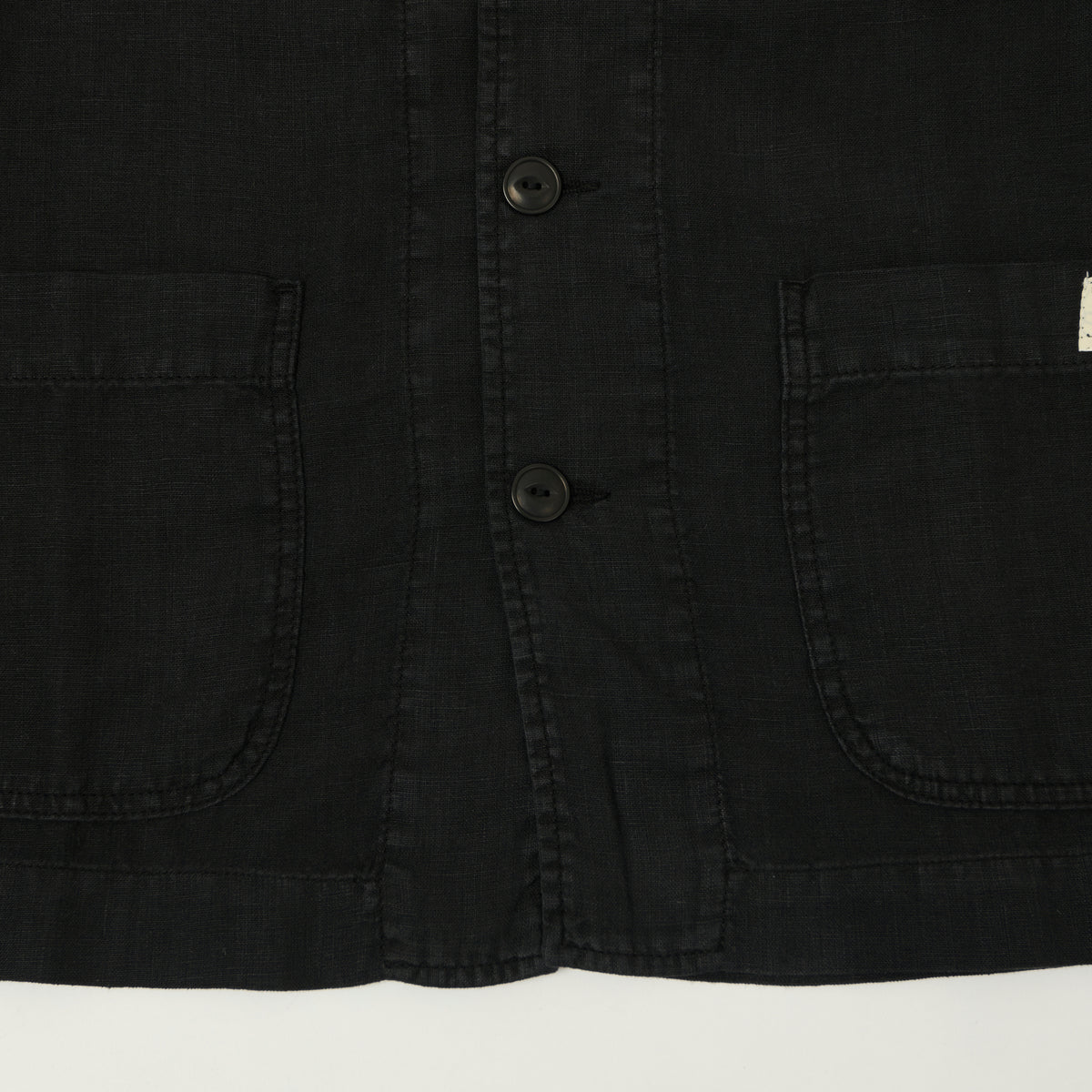 Merz b. Schwanen Cropped Workers Linen Jacket - Deep Black