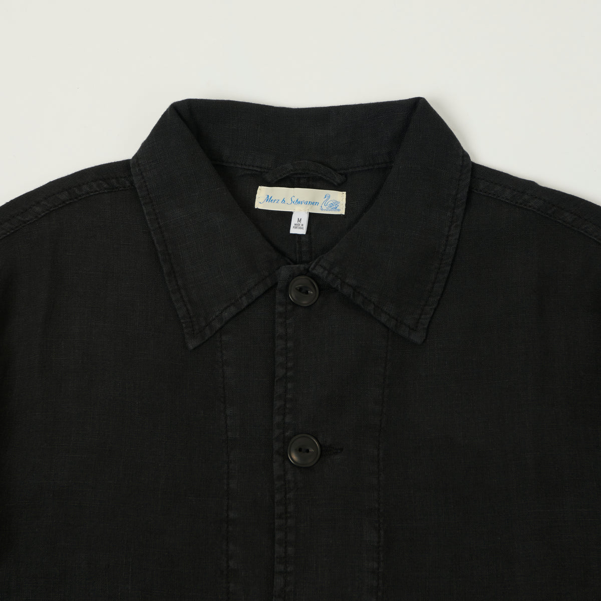 Merz b. Schwanen Cropped Workers Linen Jacket - Deep Black