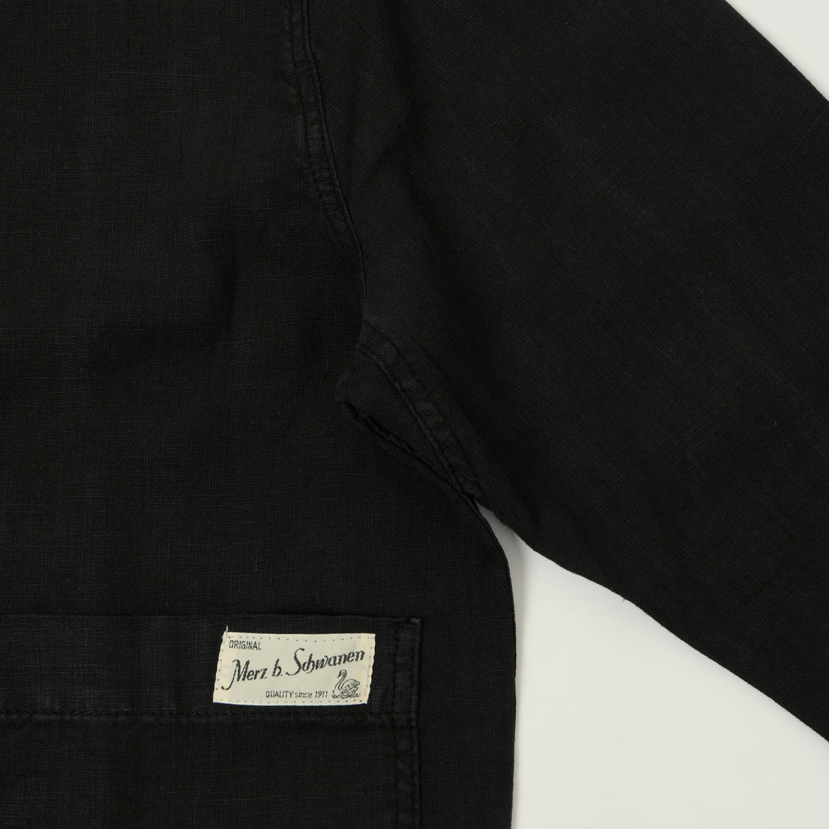 Merz b. Schwanen Cropped Workers Linen Jacket - Deep Black