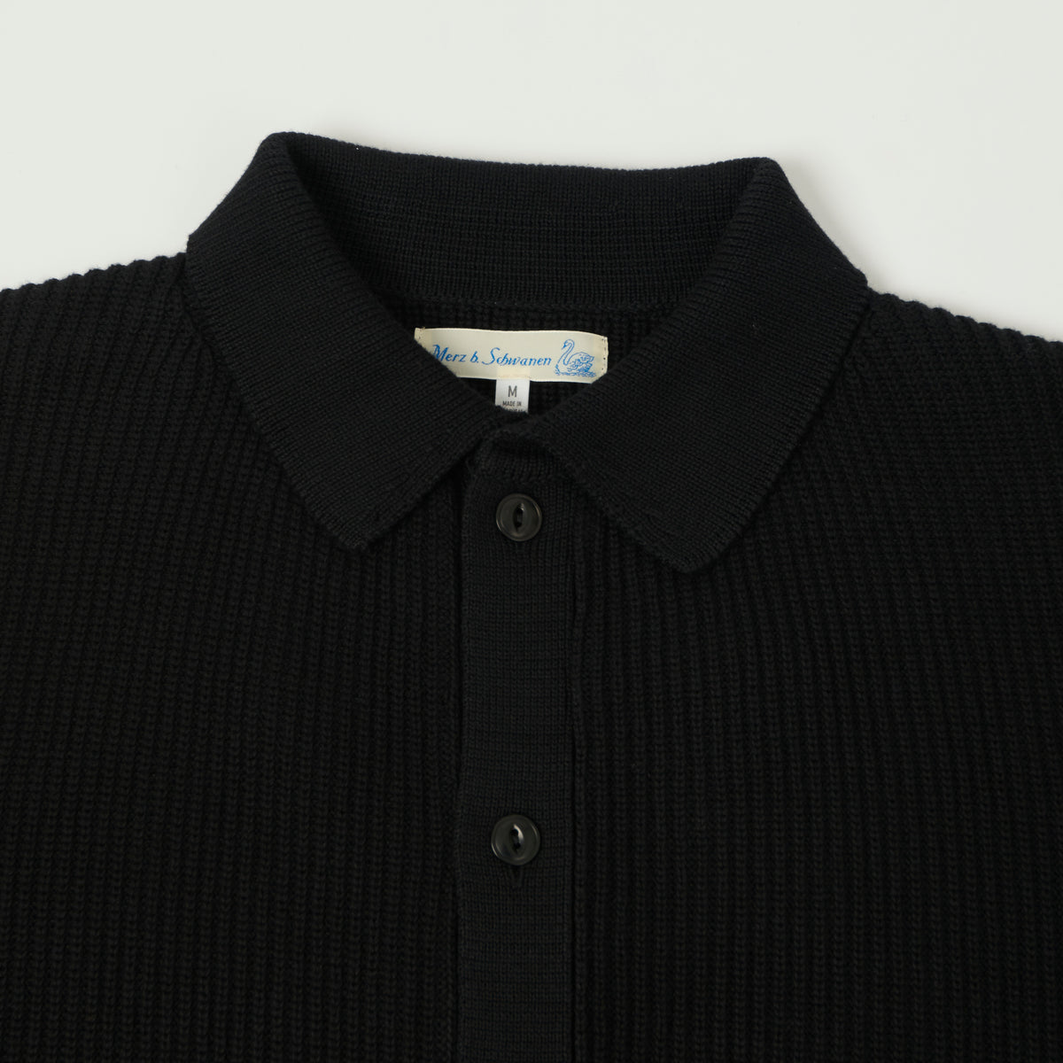 Merz b. Schwanen Button Up Knit Shirt - Deep Black