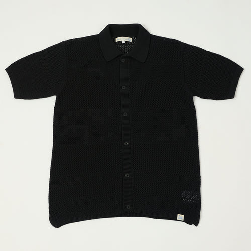 Merz b. Schwanen Crochet Polo Shirt - Deep Black