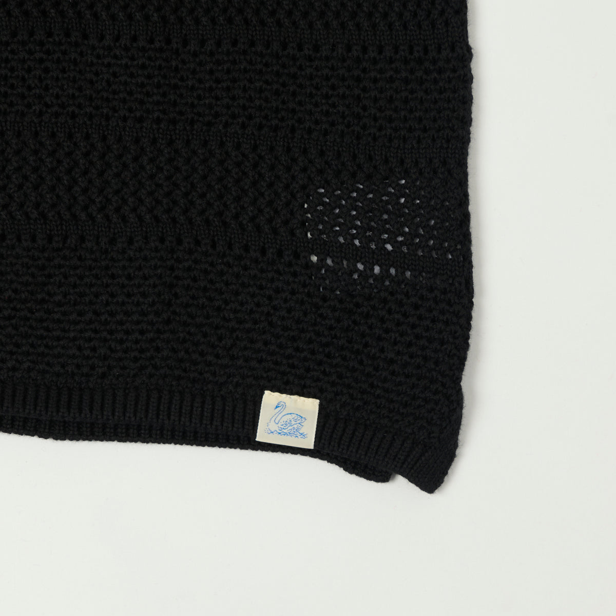 Merz b. Schwanen Crochet Polo Shirt - Deep Black