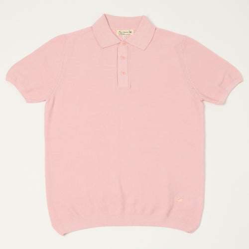 Merz b. Schwanen Plant Based Knitted Polo Shirt - Dusted Pink