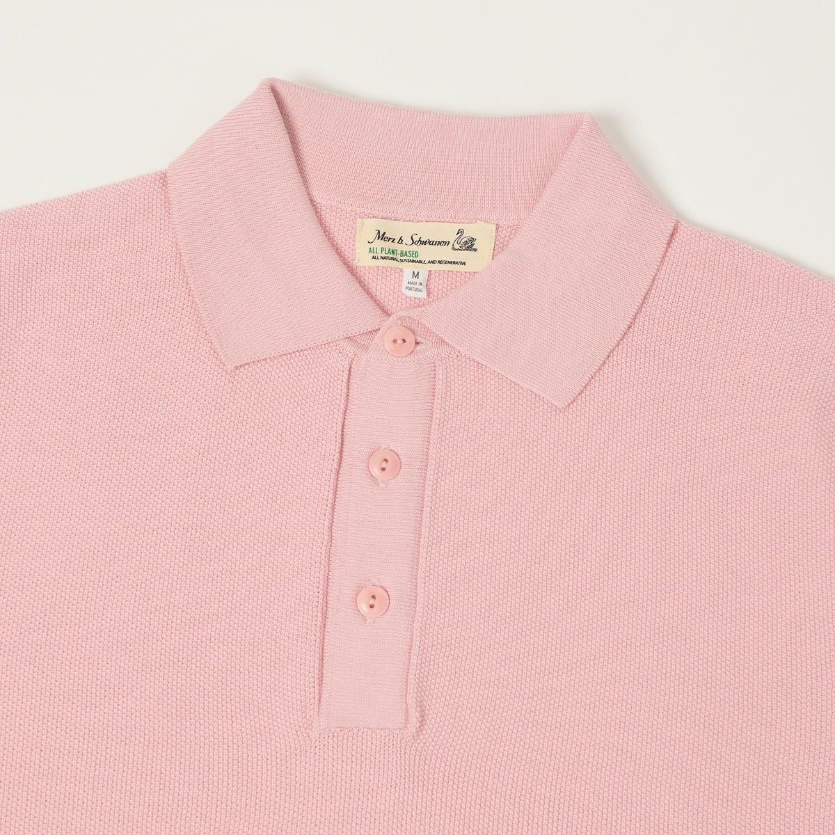 Merz b. Schwanen Plant Based Knitted Polo Shirt - Dusted Pink