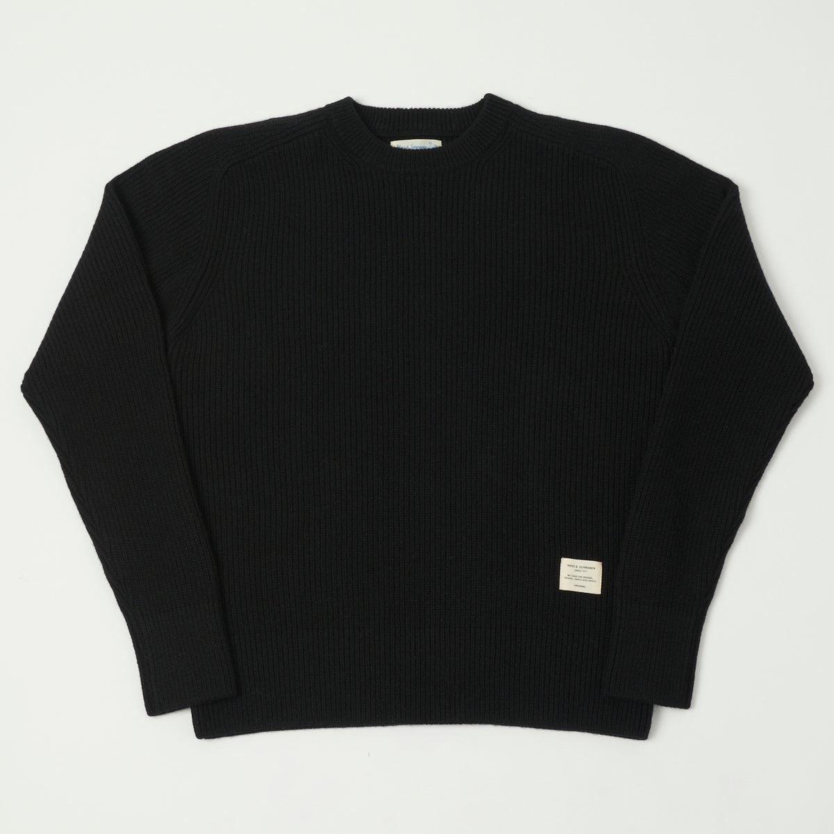 Merz b. Schwanen Wool Cashmere Ribbed Knit Pullover - Deep Black