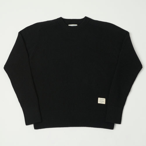 Merz b. Schwanen Wool Cashmere Ribbed Knit Pullover - Deep Black