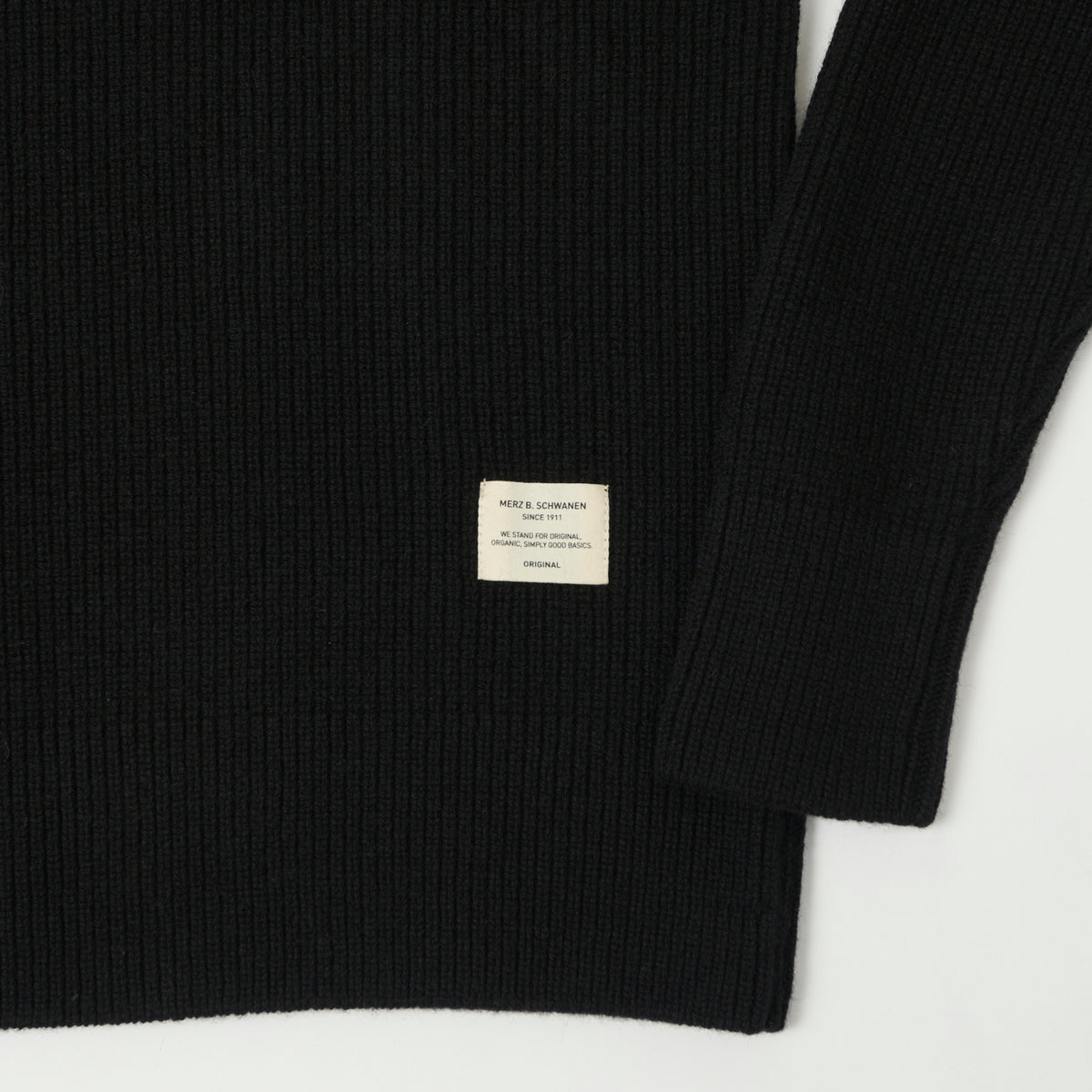 Merz b. Schwanen Wool Cashmere Ribbed Knit Pullover - Deep Black