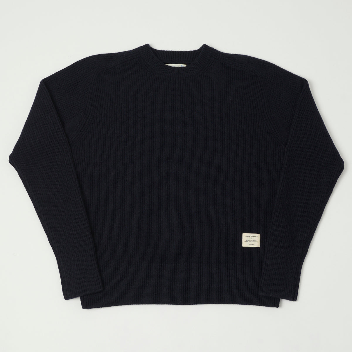 Merz b. Schwanen Wool Cashmere Ribbed Knit Pullover - Dark Navy
