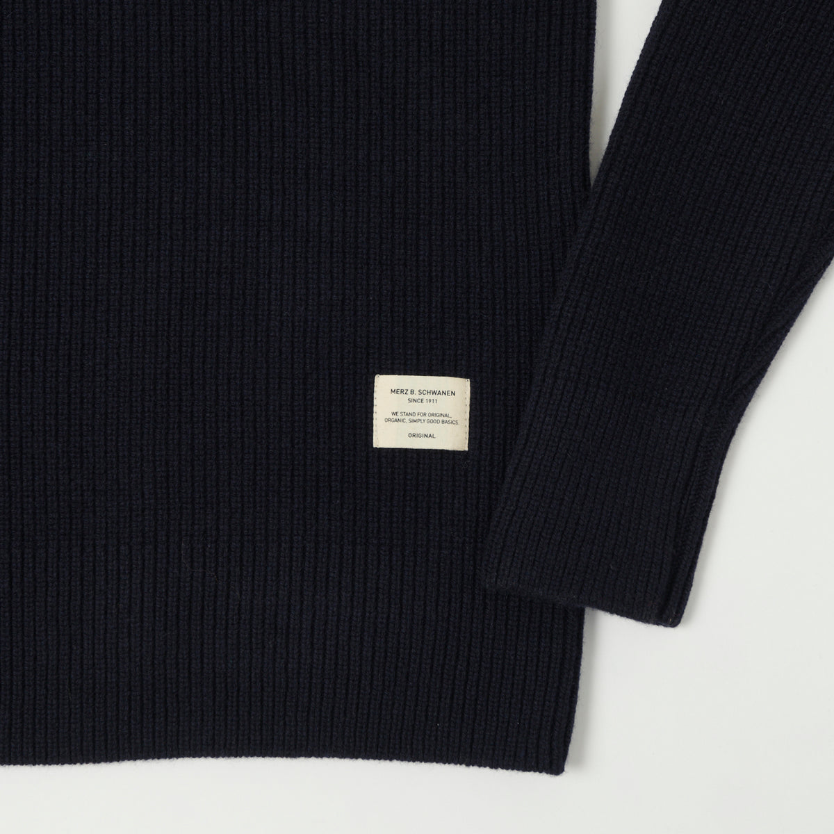 Merz b. Schwanen Wool Cashmere Ribbed Knit Pullover - Dark Navy