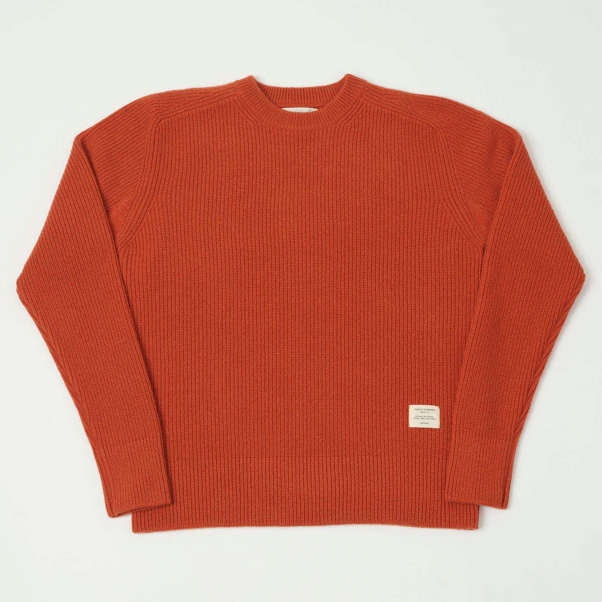 Merz b. Schwanen Wool Cashmere Ribbed Knit Pullover - Rust