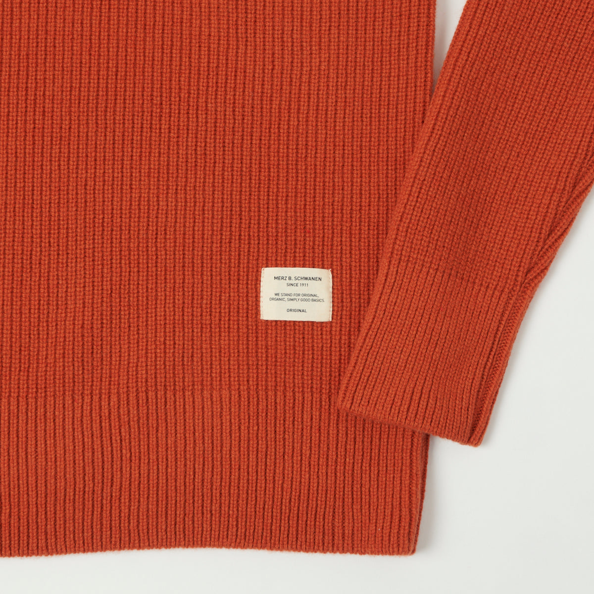 Merz b. Schwanen Wool Cashmere Ribbed Knit Pullover - Rust