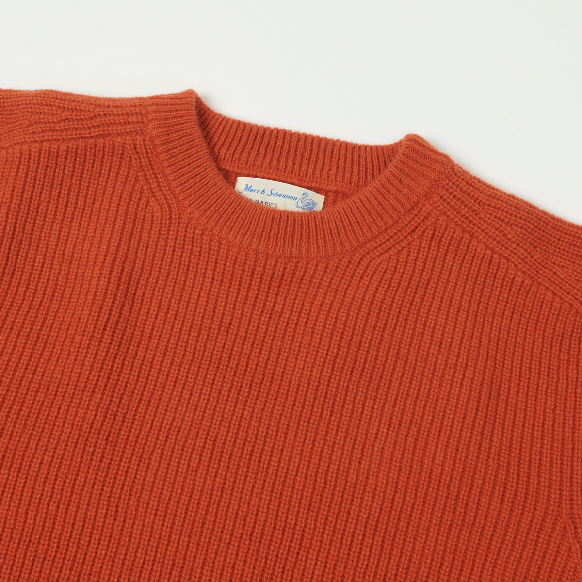 Merz b. Schwanen Wool Cashmere Ribbed Knit Pullover - Rust