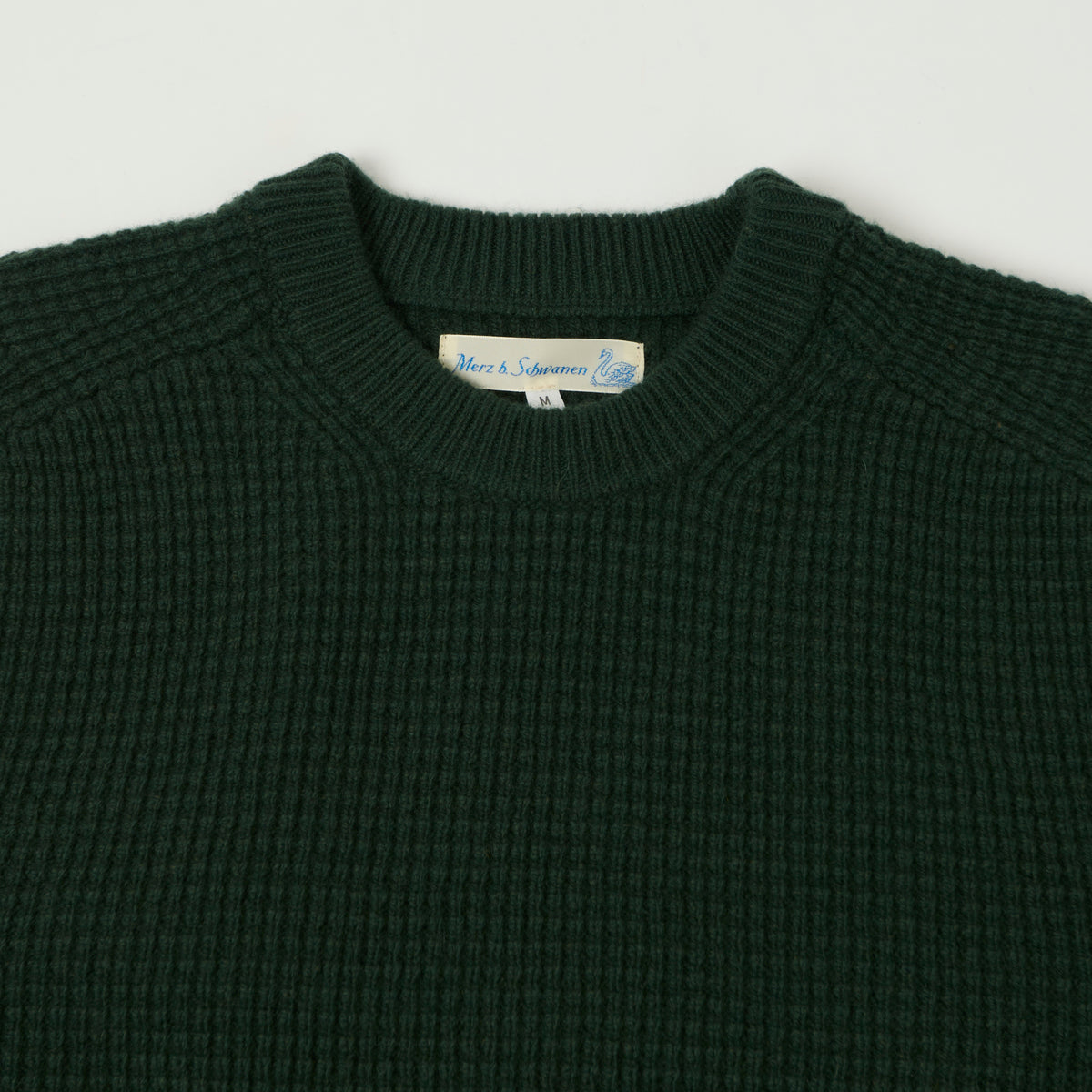 Merz b. Schwanen Merino/Cashmere Waffle Knit Pullover - Bottle Green