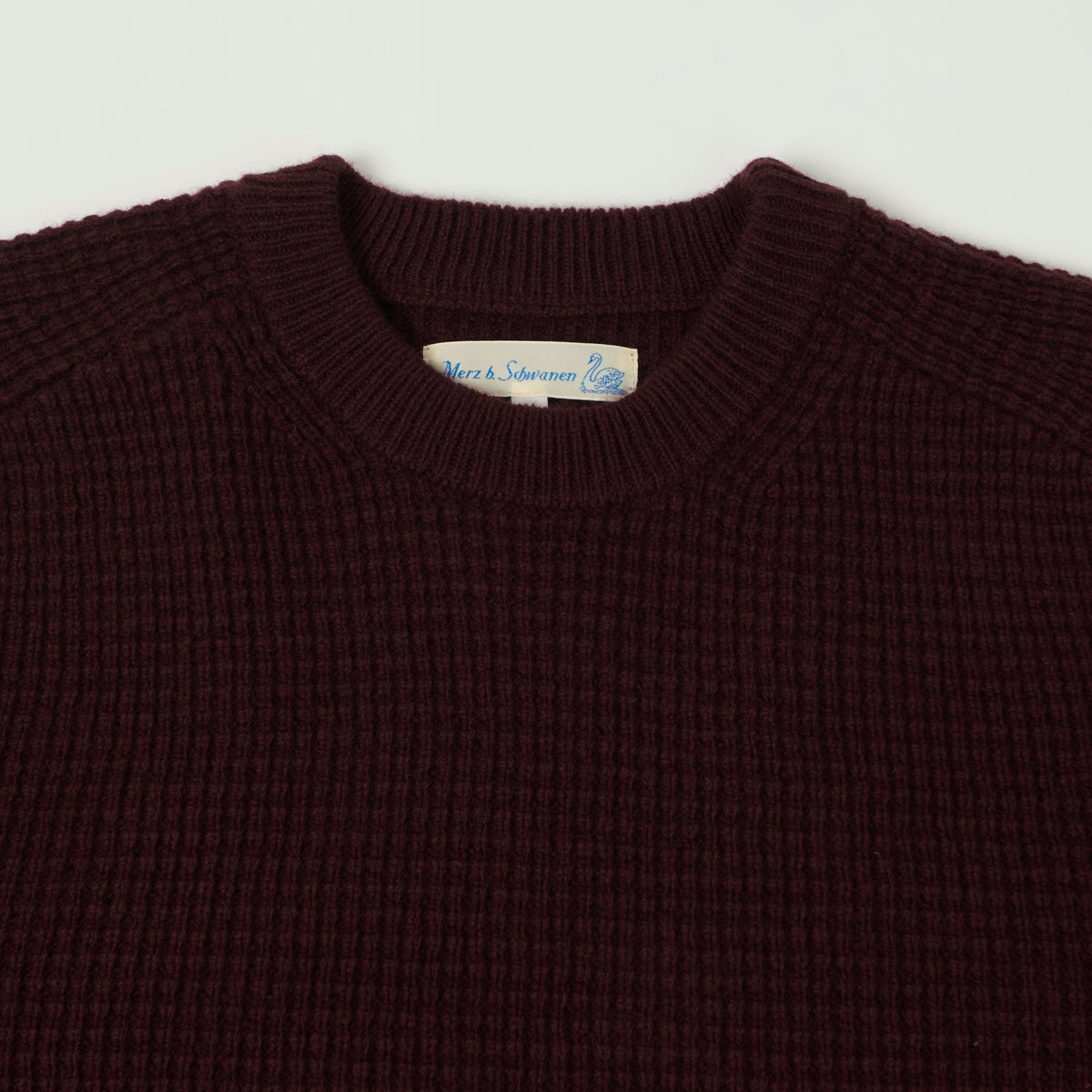 Merz b. Schwanen Merino/Cashmere Waffle Knit Pullover - Burgundy