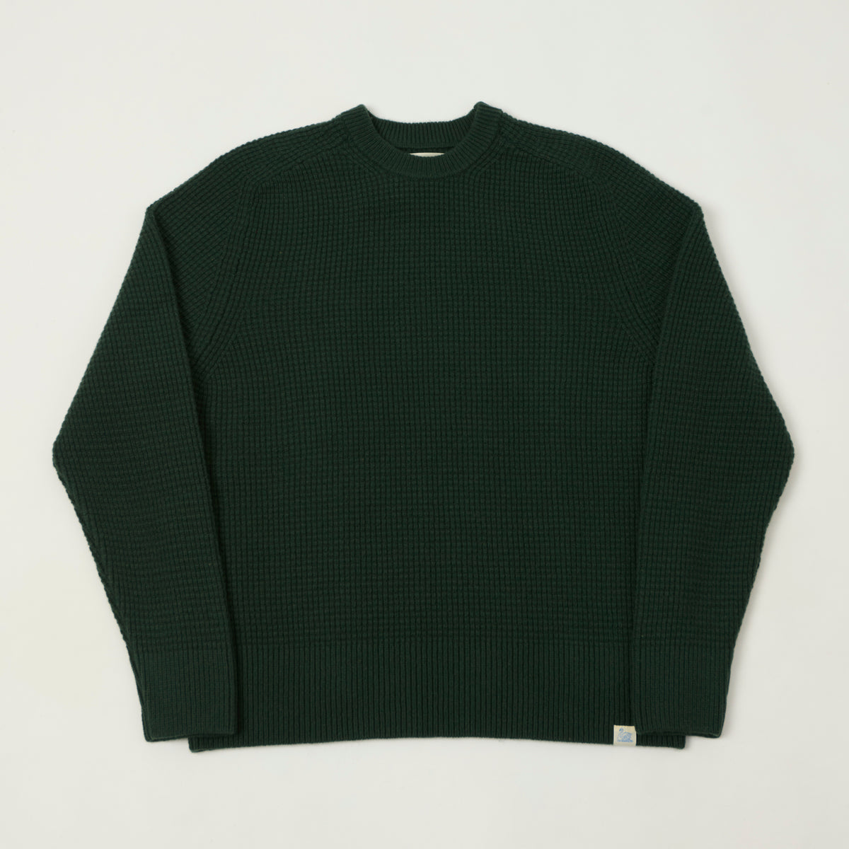 Merz b. Schwanen Merino/Cashmere Waffle Knit Pullover - Bottle Green