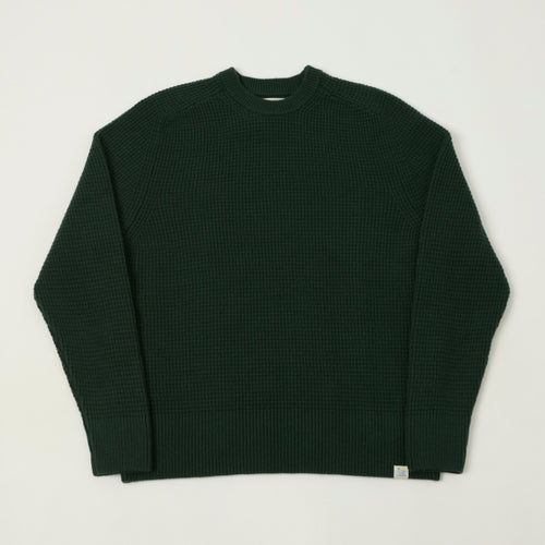 Merz b. Schwanen Merino/Cashmere Waffle Knit Pullover - Bottle Green