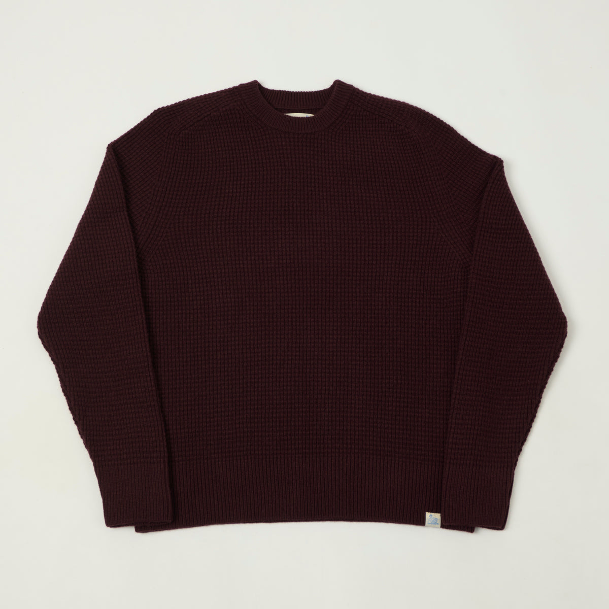 Merz b. Schwanen Merino/Cashmere Waffle Knit Pullover - Burgundy