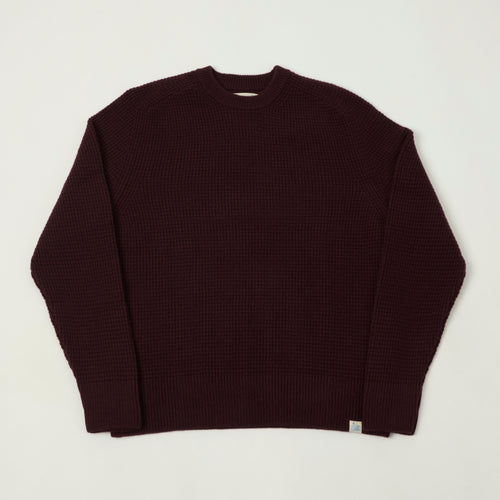 Merz b. Schwanen Merino/Cashmere Waffle Knit Pullover - Burgundy