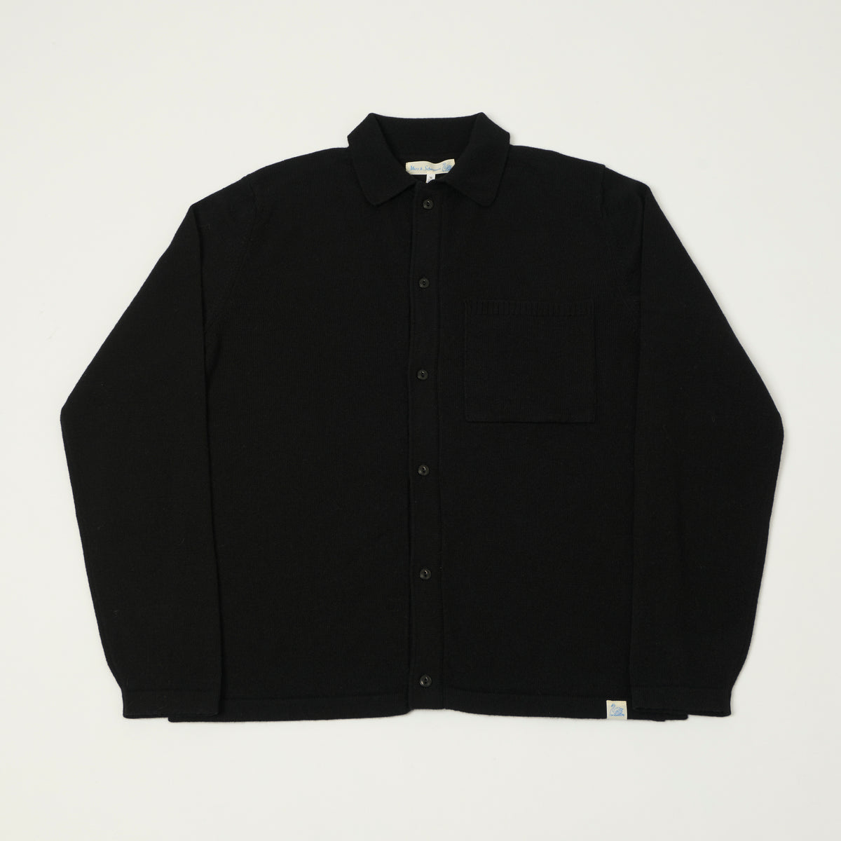Merz b. Schwanen Merino Wool Long Sleeve Shirt - Deep Black