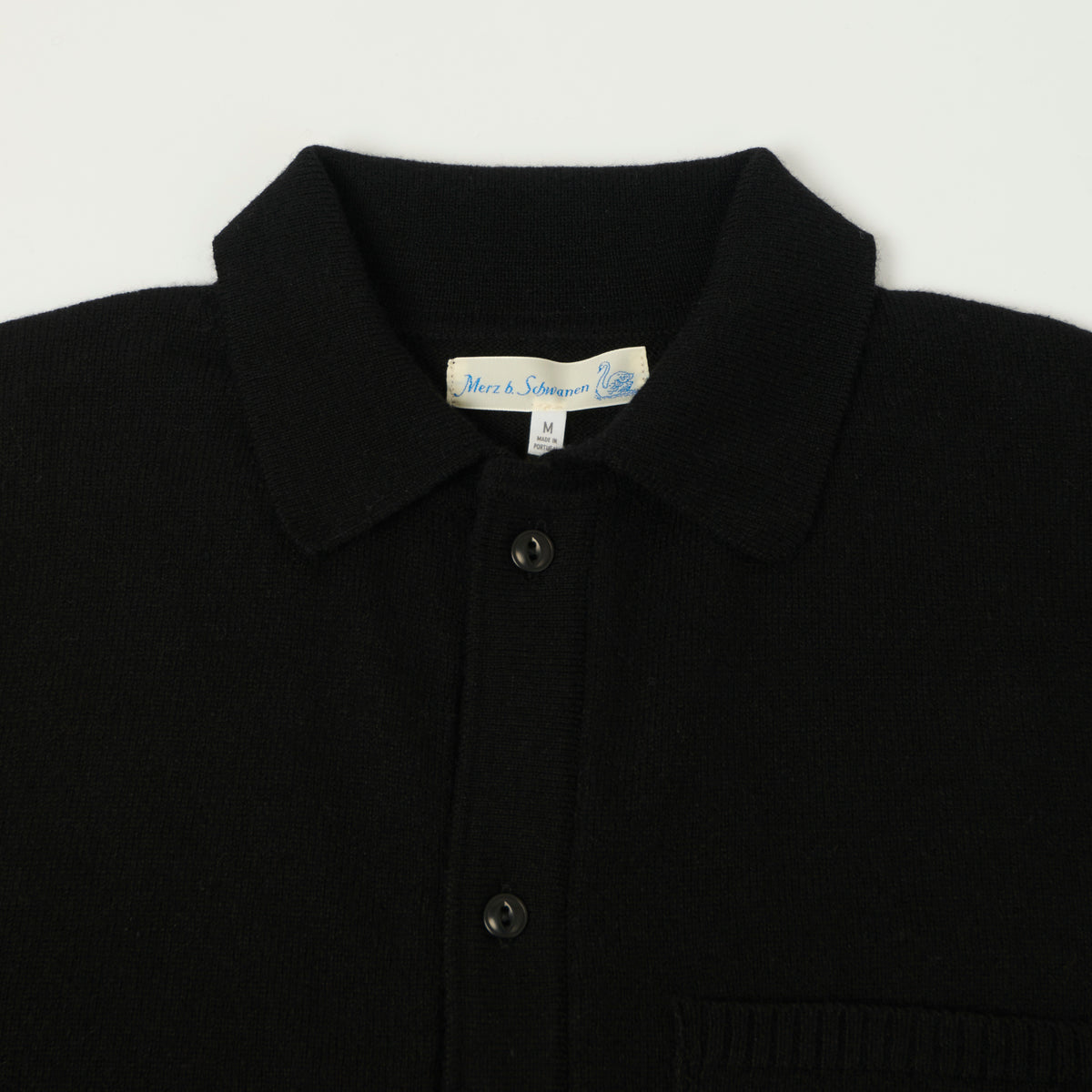 Merz b. Schwanen Merino Wool Long Sleeve Shirt - Deep Black
