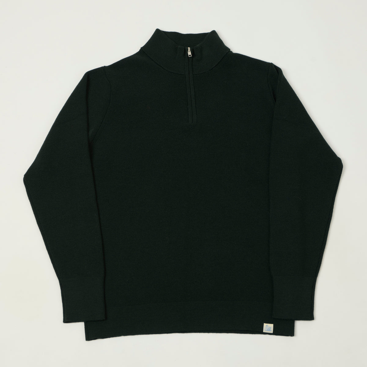 Merz b. Schwanen Merino Wool Quarter Zip Sweater - Bottle Green