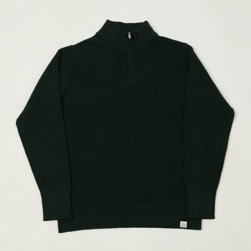 Merz b. Schwanen Merino Wool Quarter Zip Sweater - Bottle Green