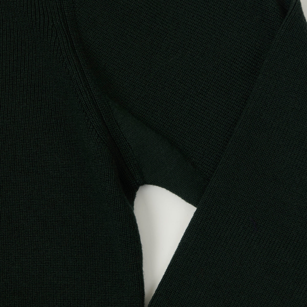 Merz b. Schwanen Merino Wool Quarter Zip Sweater - Bottle Green