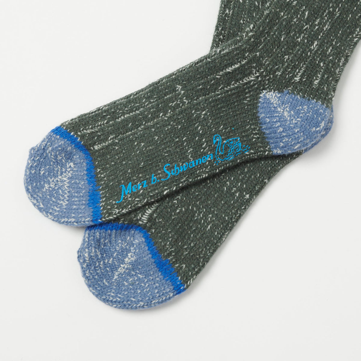Merz b. Schwanen MW72 'Extra Fine' Merino Wool Sock - Army/Nature