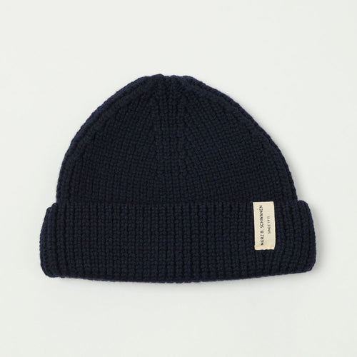 Merz b. Schwanen Loose Knit Wool Beanie - Dark Navy