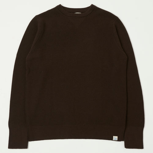 Merz b. Schwanen Ribbed Merino Wool Pullover - Coffee