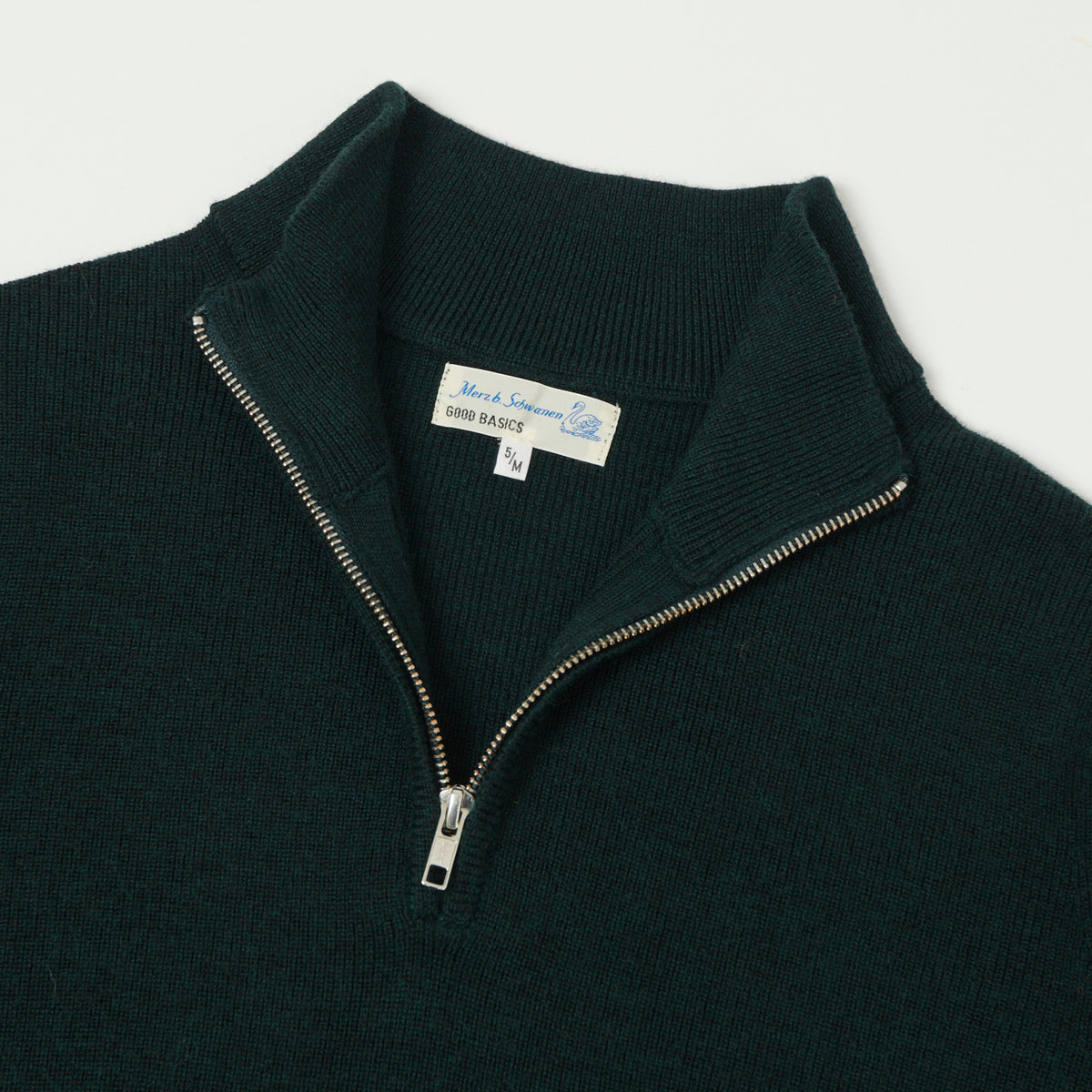 Merz b. Schwanen Merino Wool Quarter Zip Sweater - Dark Teal