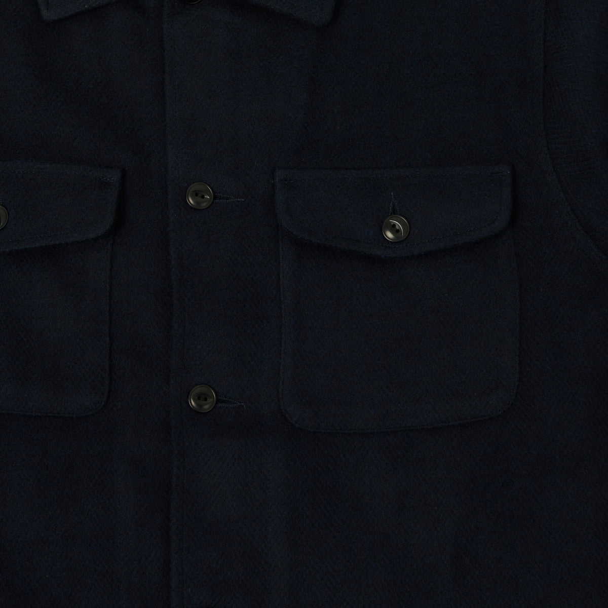 Merz b. Schwanen Organic Cotton Herringbone Shirt - Night Blue
