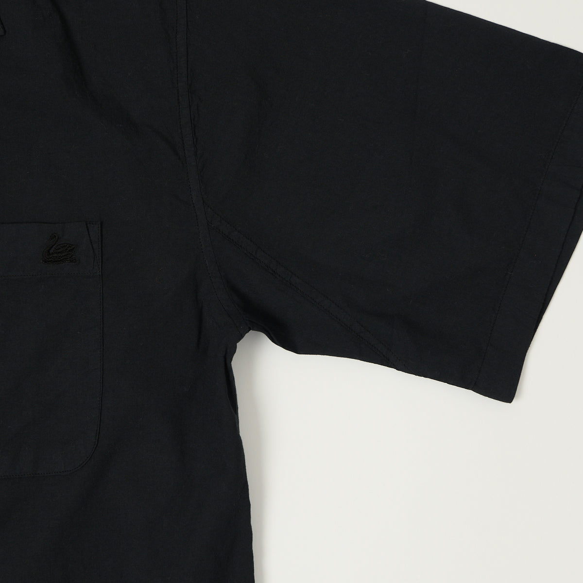 Merz b. Schwanen Poplin Short Sleeve Shirt - Deep Black