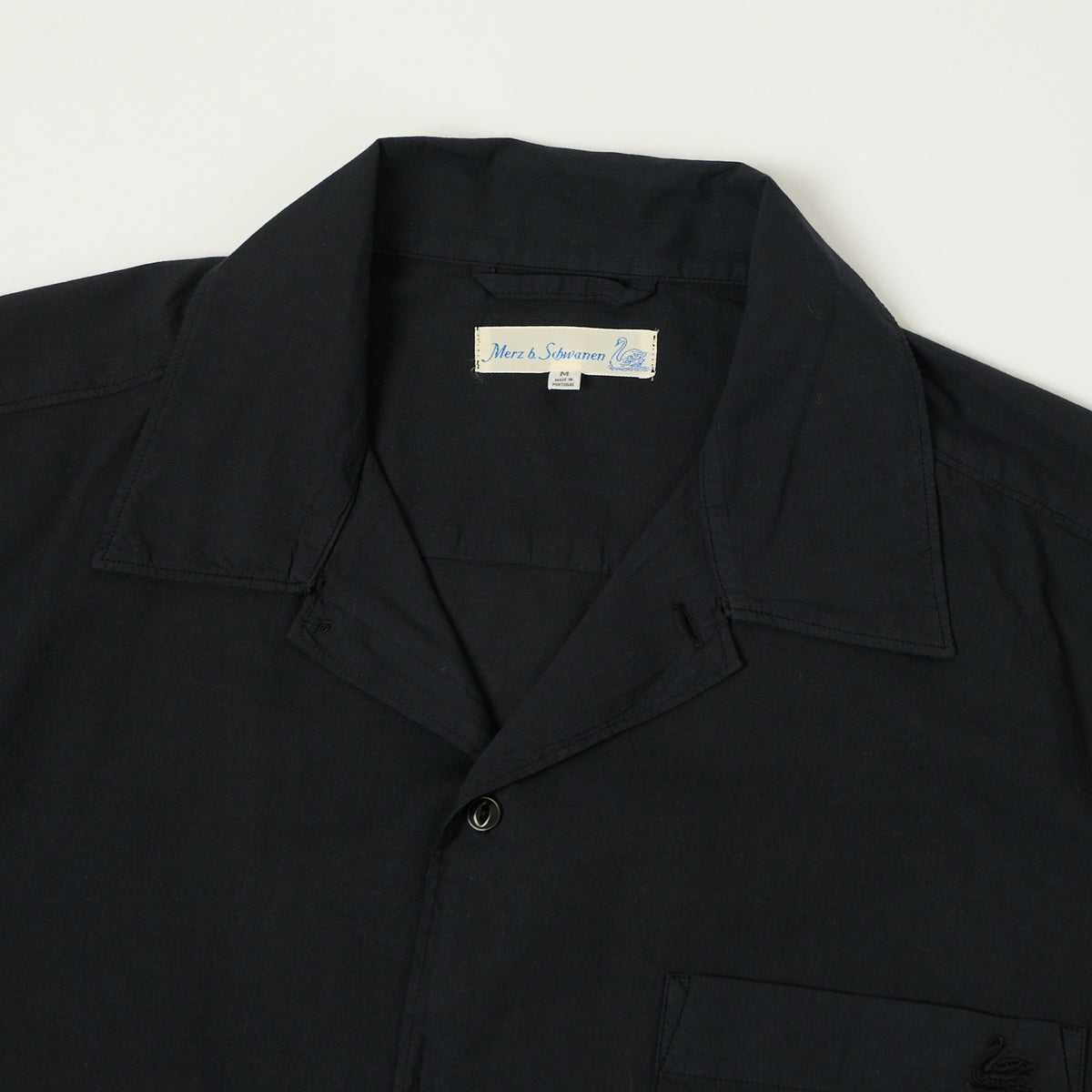 Merz b. Schwanen Poplin Short Sleeve Shirt - Deep Black