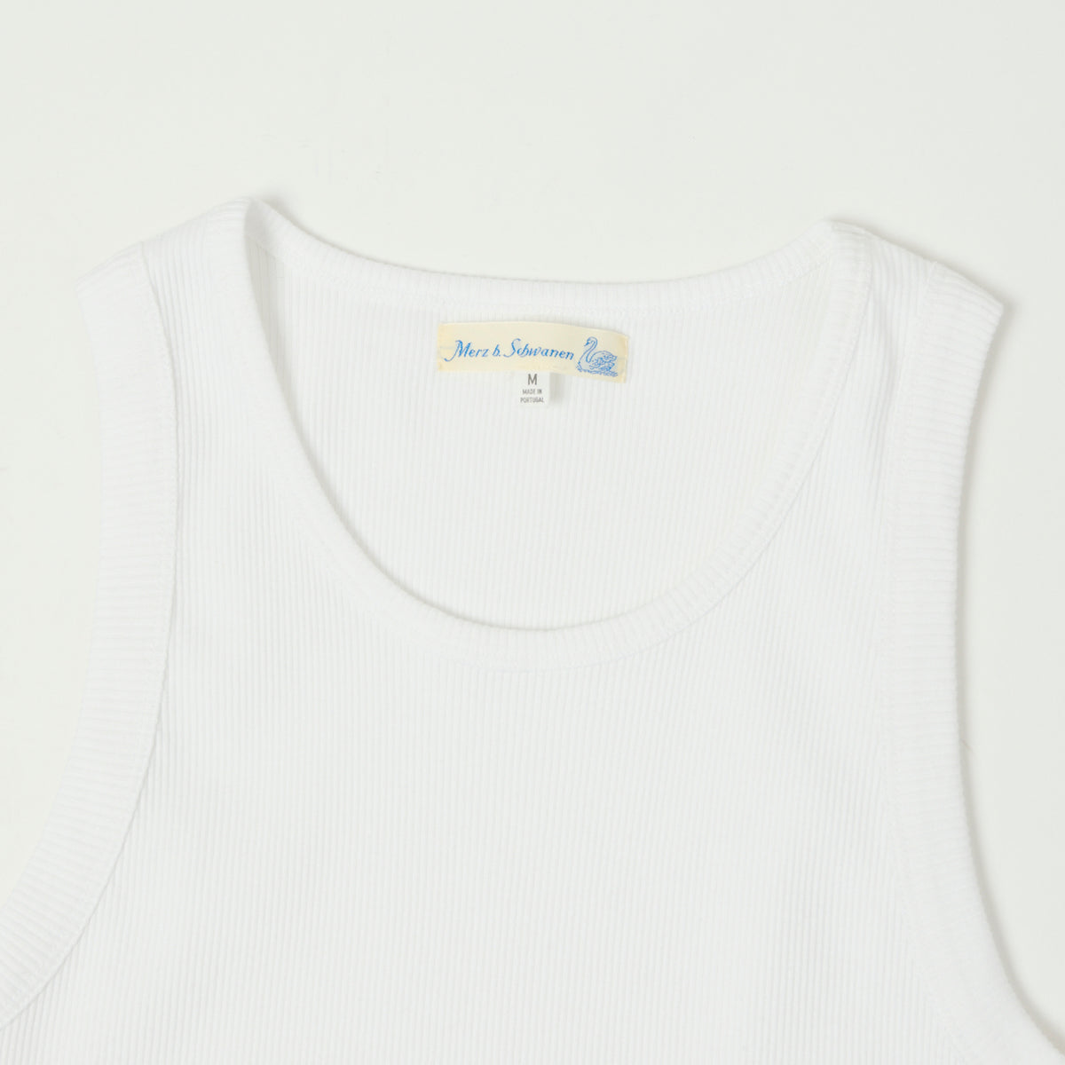 Merz b. Schwanen Organic Cotton Ribbed Tank Top - White