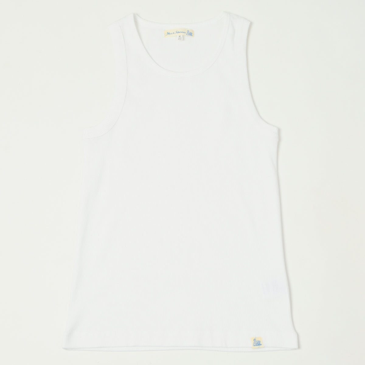 Merz b. Schwanen Organic Cotton Ribbed Tank Top - White