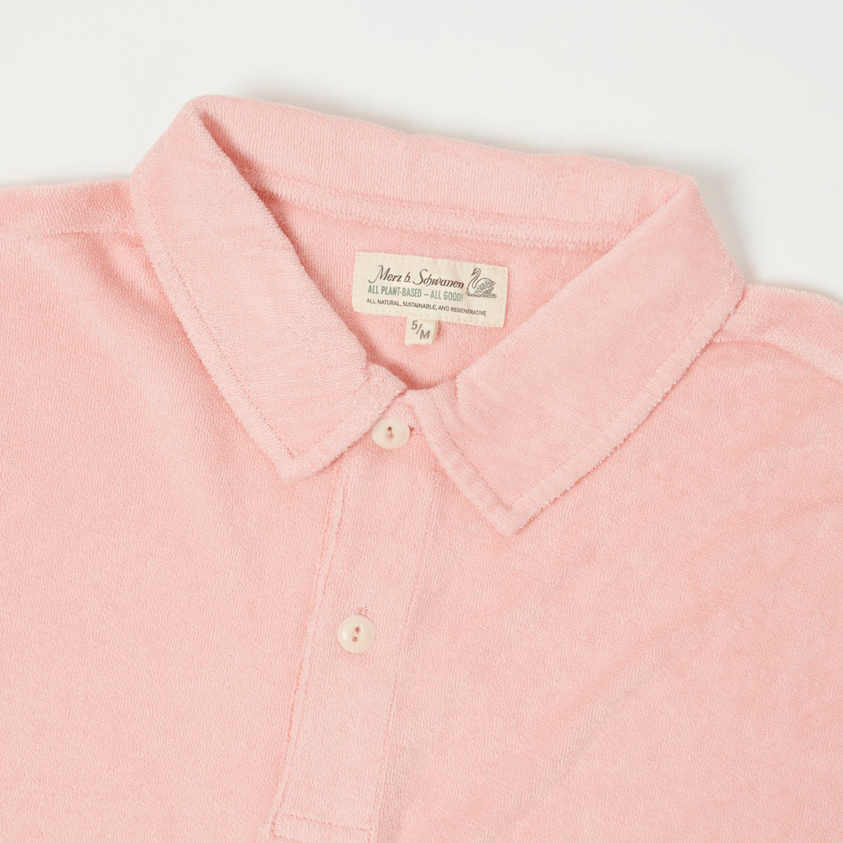 Merz b. Schwanen Plant Based Terry Polo Shirt - Peach