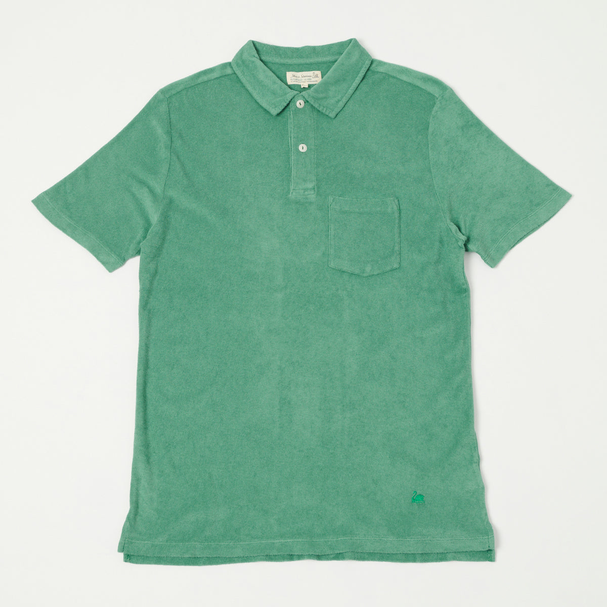Merz b. Schwanen Plant Based Terry Polo Shirt - Grass
