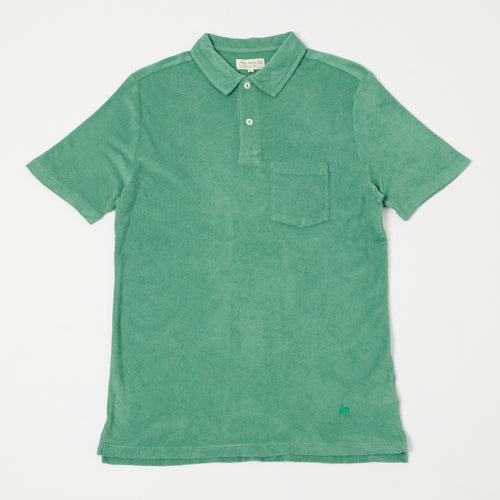 Merz b. Schwanen Plant Based Terry Polo Shirt - Grass