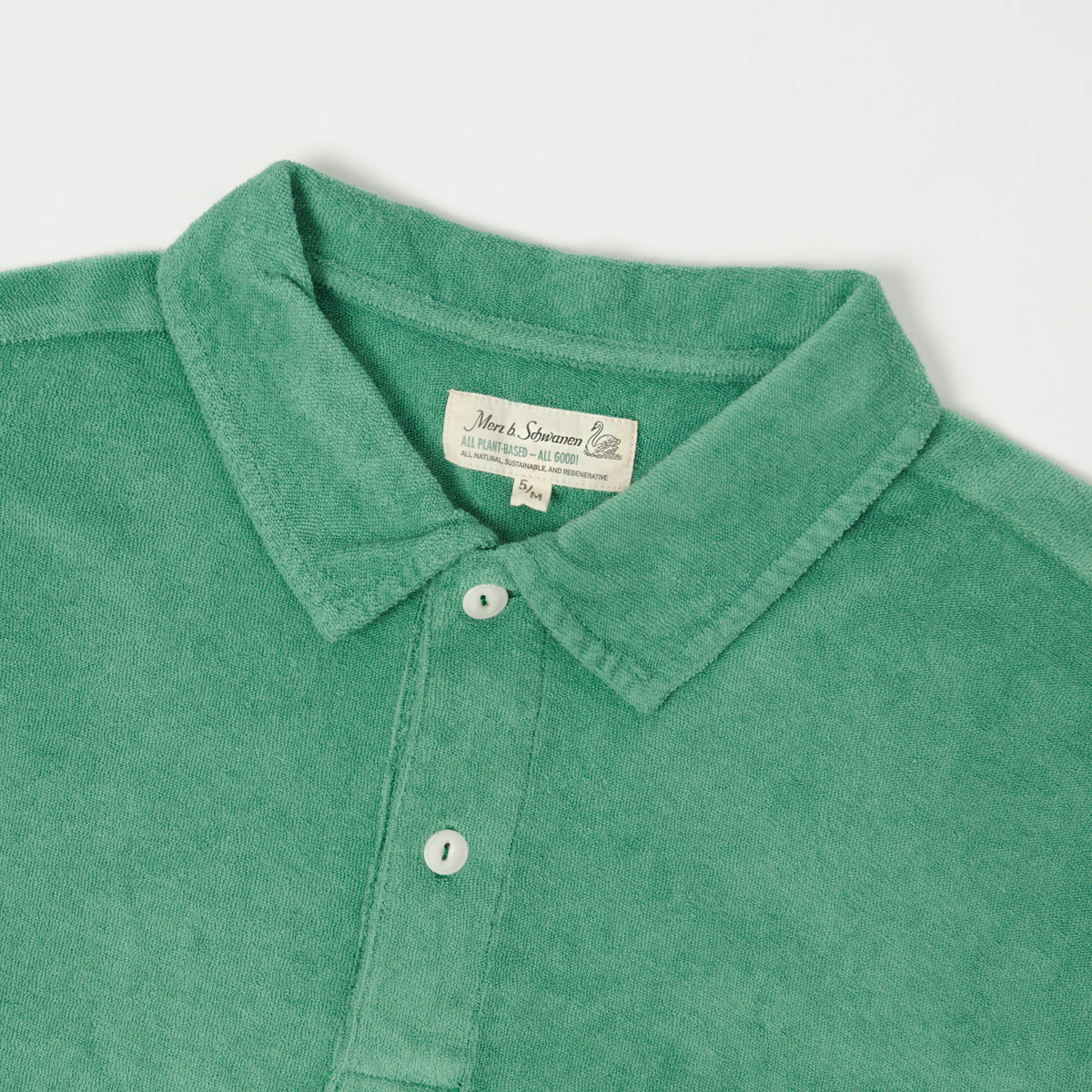 Merz b. Schwanen Plant Based Terry Polo Shirt - Grass